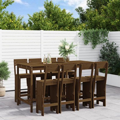Garden Bar Set | Honey Brown | Solid Pine Wood | Large | Footrest