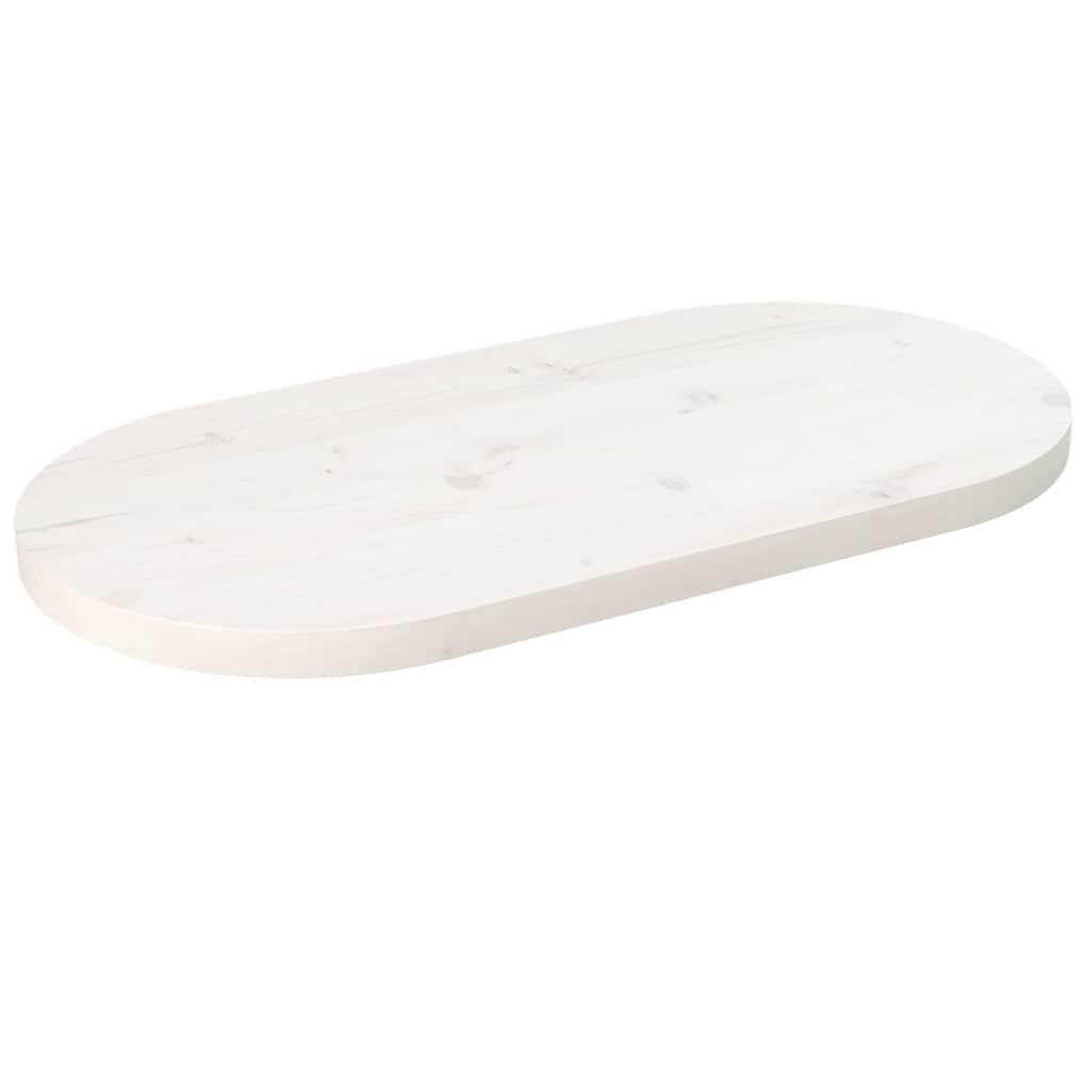 Table Top White 70x35x2.5 cm Solid Wood Pine Oval