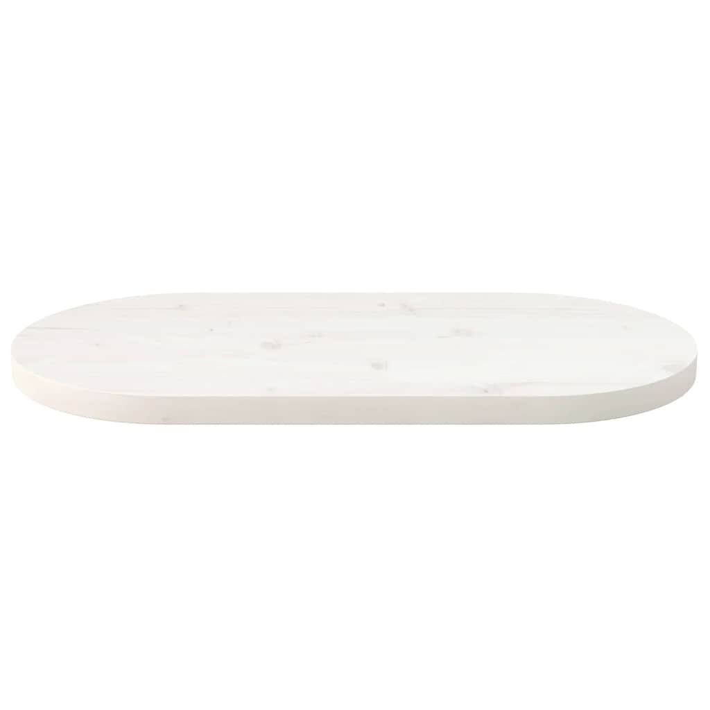 Table Top White 80x40x2.5 cm Solid Wood Pine Oval