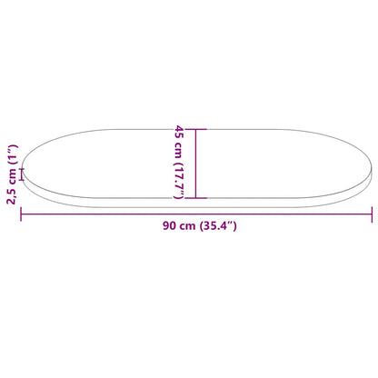 Table Top 90x45x2.5 cm Solid Wood Pine Oval