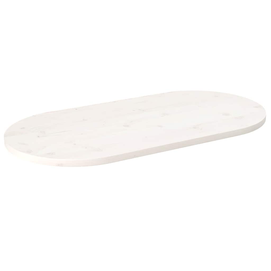 Table Top White 100x50x2.5 cm Solid Wood Pine Oval
