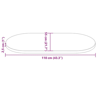 Table Top White 110x55x2.5 cm Solid Wood Pine Oval