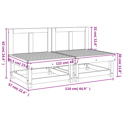 Garden Middle Sofas 2 pcs Grey Solid Wood Pine