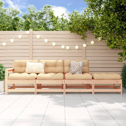 4 Piece Garden Lounge Set Solid Wood Pine