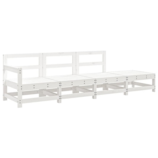 4 Piece Garden Lounge Set White Solid Wood Pine