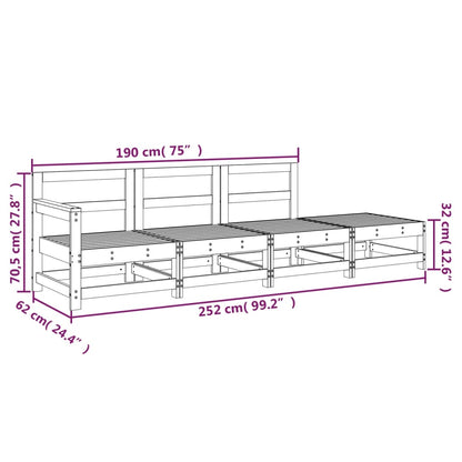 4 Piece Garden Lounge Set Grey Solid Wood Pine