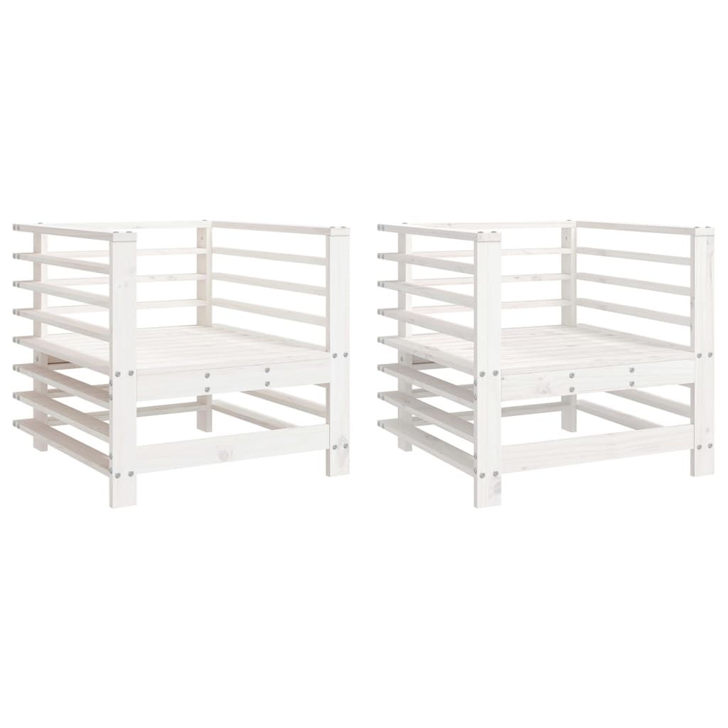 Garden Chairs 2 pcs White Solid Wood Pine