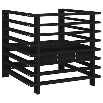 Garden Chairs 2 pcs Black Solid Wood Pine