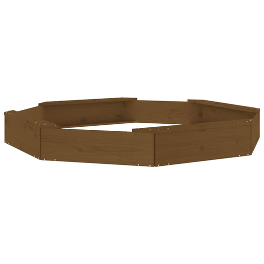 Sandbox with Seats Honey Brown Octagon Solid Wood Pine
