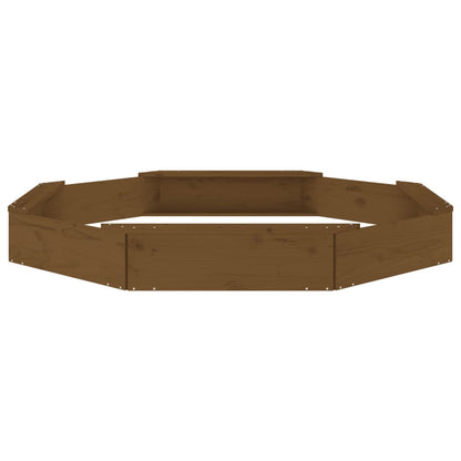 Sandbox with Seats Honey Brown Octagon Solid Wood Pine
