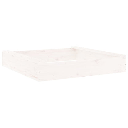 Sandbox with Seats White Square Solid Wood Pine