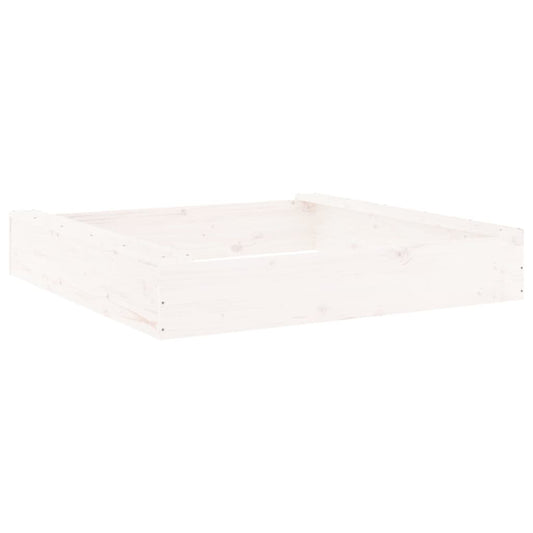 Sandbox with Seats White Square Solid Wood Pine
