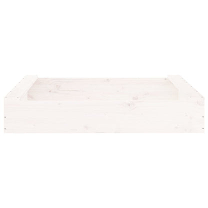 Sandbox with Seats White Square Solid Wood Pine