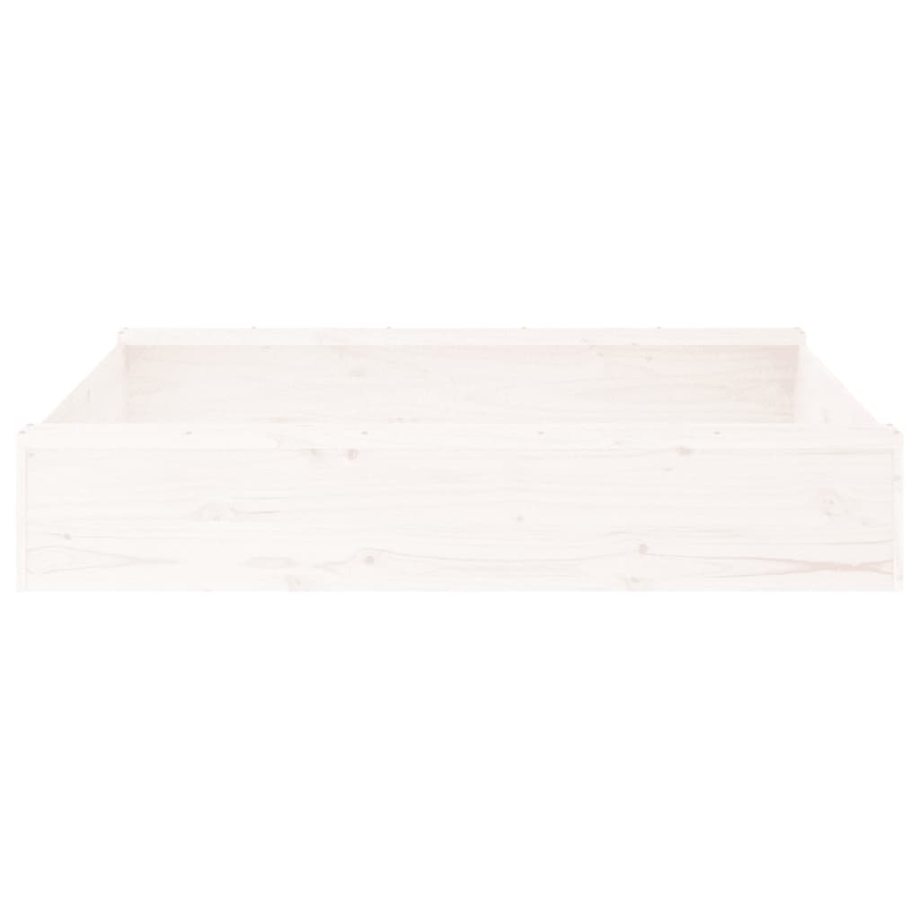 Sandbox with Seats White Square Solid Wood Pine