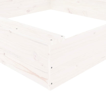 Sandbox with Seats White Square Solid Wood Pine