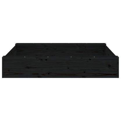 Sandbox with Seats Black Square Solid Wood Pine