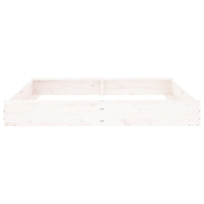 Sandbox with Seats White Square Solid Wood Pine