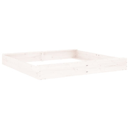 Sandbox with Seats White Square Solid Wood Pine