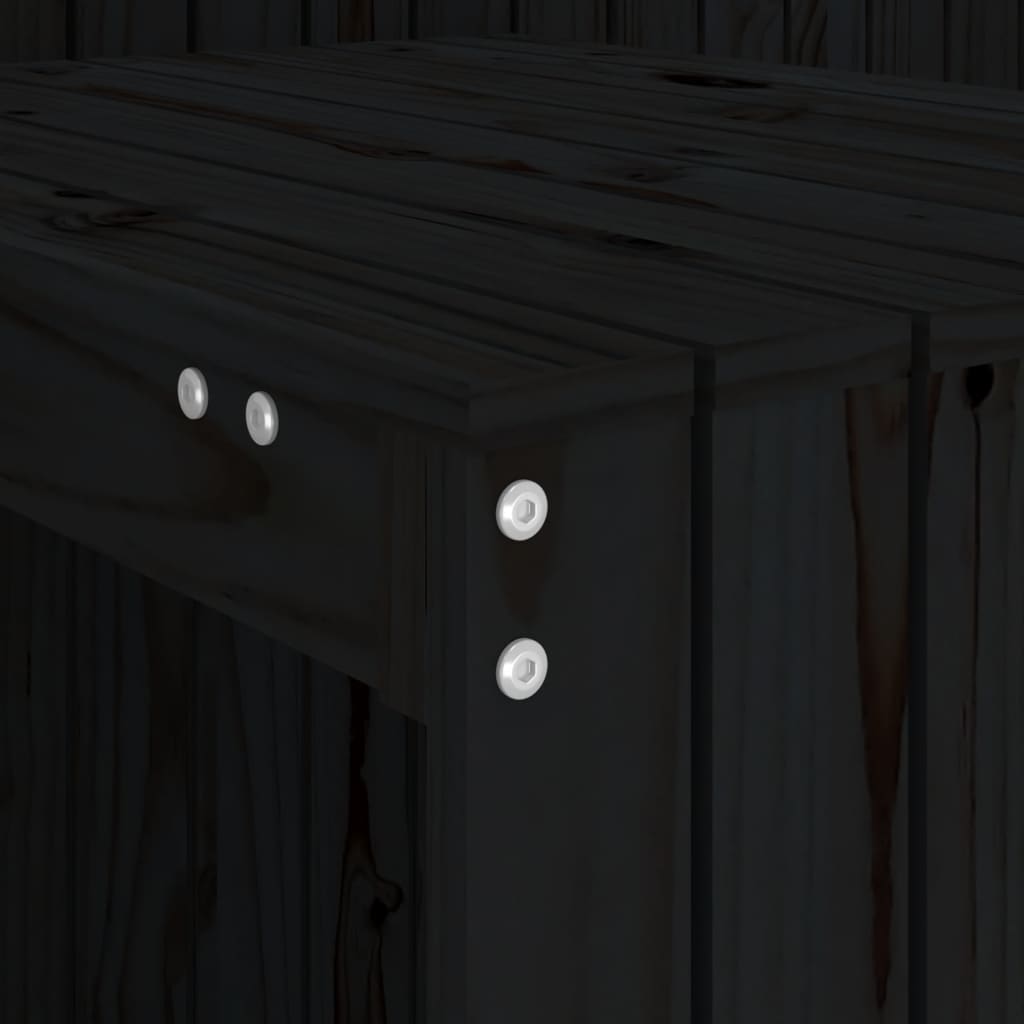 Balcony Set 2-Seater Black Solid Wood Pine