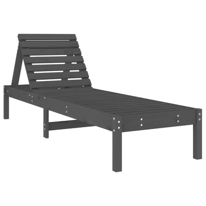 Sun Lounger | Set of 2 | Grey | Solid Pine Wood | Large