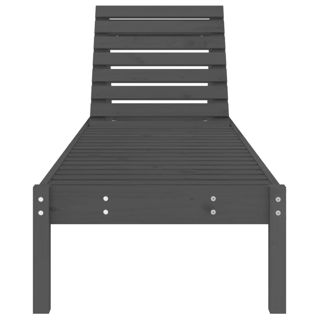 Sun Lounger | Set of 2 | Grey | Solid Pine Wood | Large