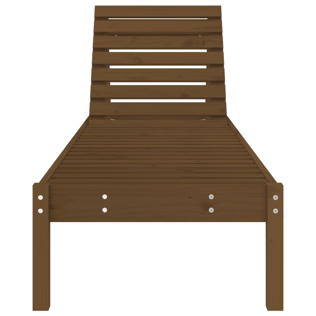 Sun Lounger | Honey Brown | Solid Pine Wood | 199.5 x 60 x 74 cm