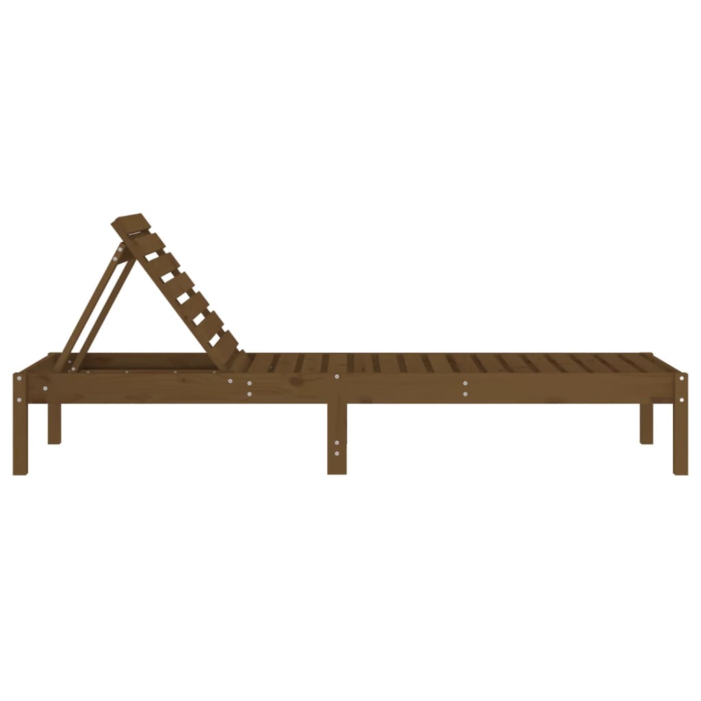 Sun Lounger | Honey Brown | Solid Pine Wood | 199.5 x 60 x 74 cm