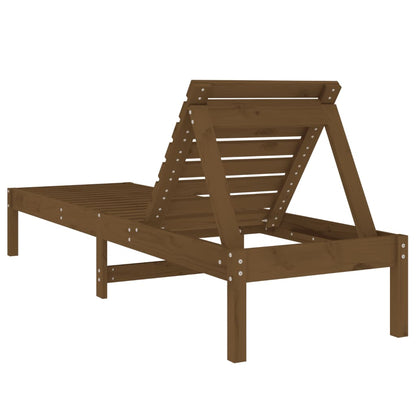 Sun Lounger | Honey Brown | Solid Pine Wood | 199.5 x 60 x 74 cm