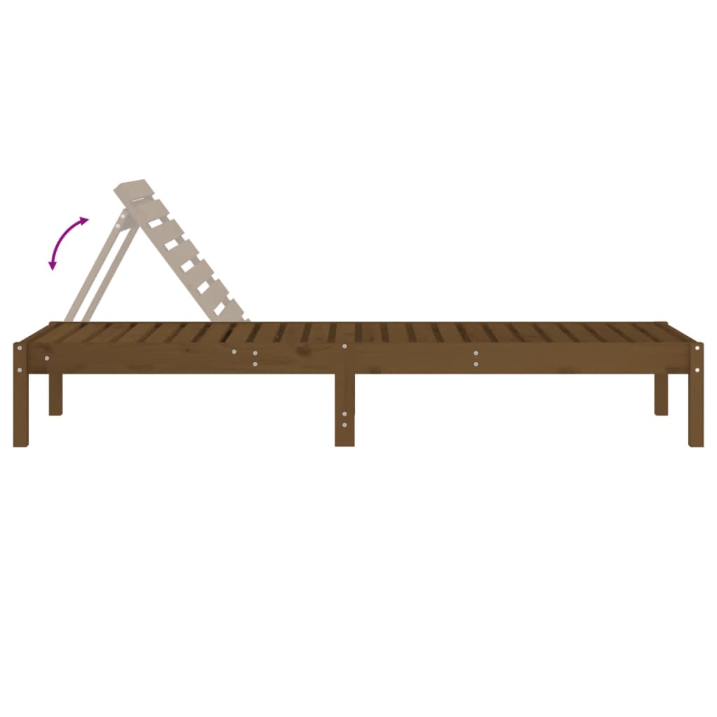 Sun Lounger | Honey Brown | Solid Pine Wood | 199.5 x 60 x 74 cm
