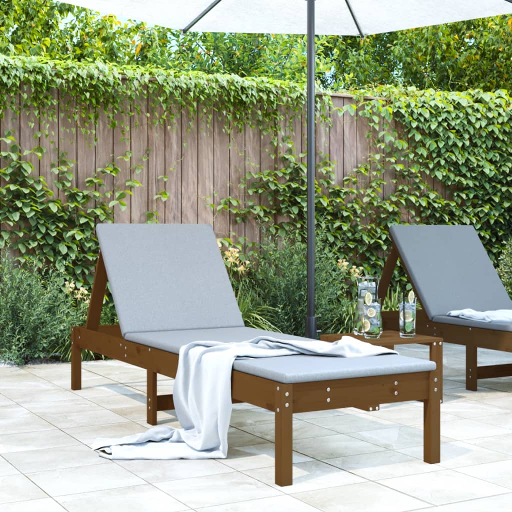 Sun Lounger | Honey Brown | Solid Pine Wood | 199.5 x 60 x 74 cm