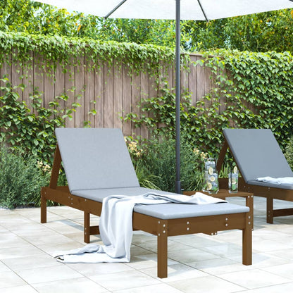 Sun Lounger | Honey Brown | Solid Pine Wood | 199.5 x 60 x 74 cm