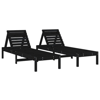Sun Lounger | Set of 2 | Black | Solid pine wood | Standard