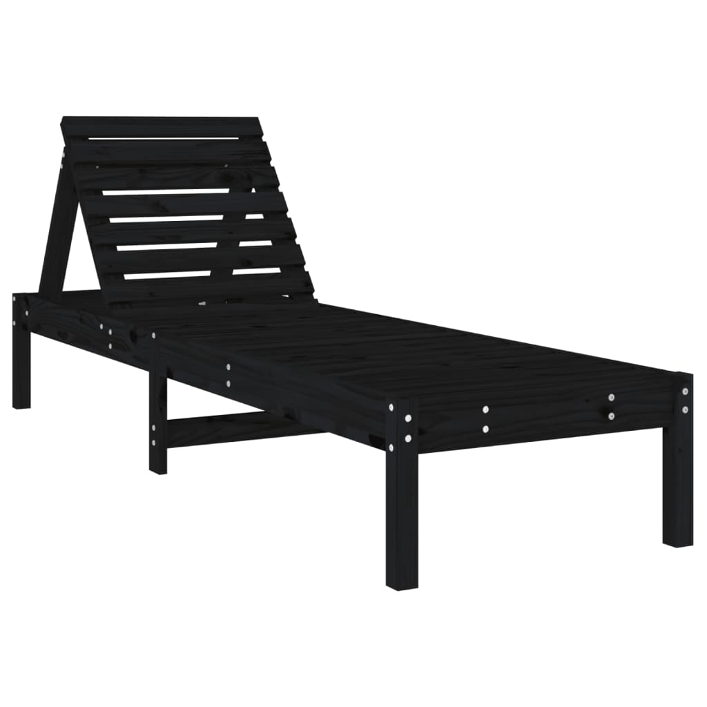 Sun Lounger | Set of 2 | Black | Solid pine wood | Standard