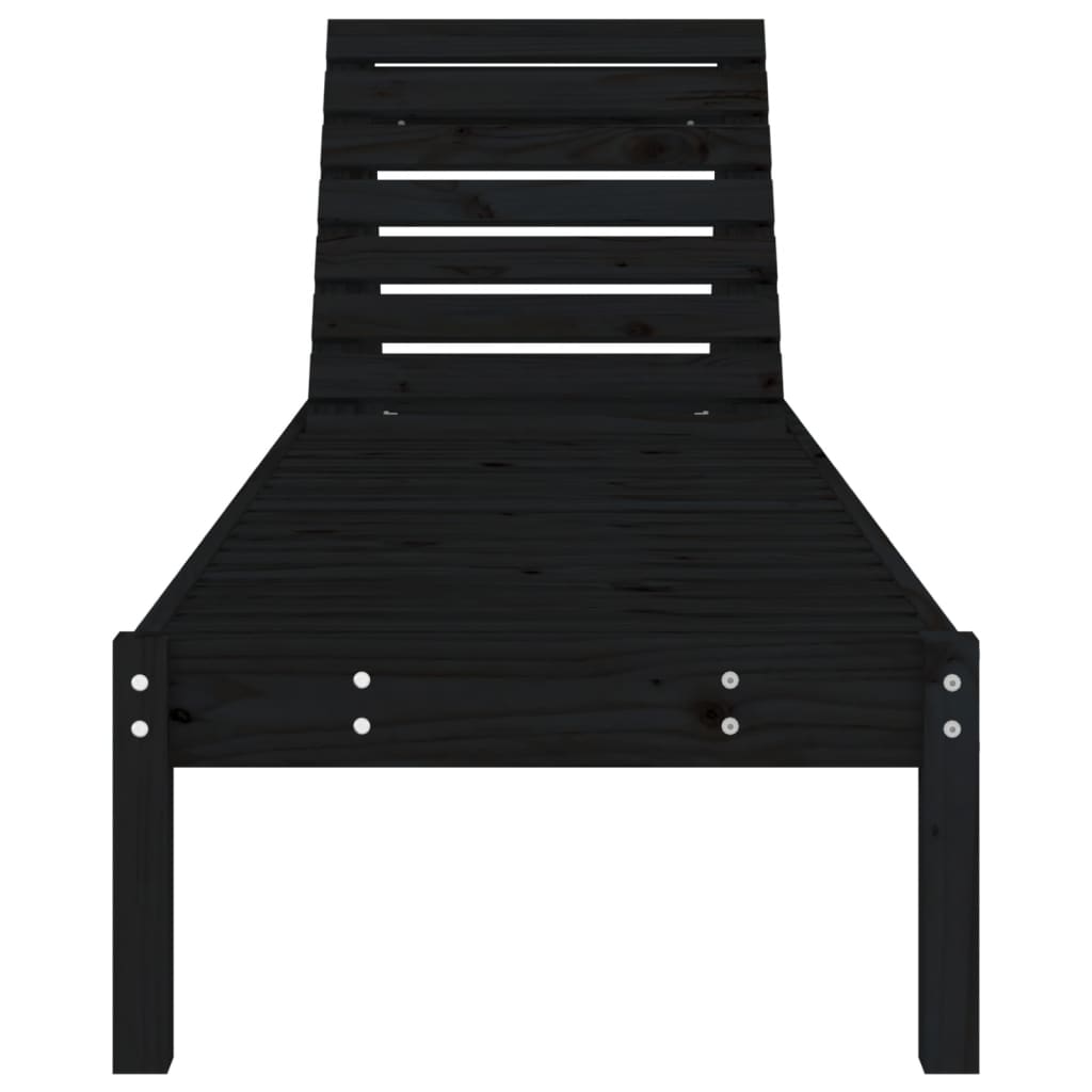 Sun Lounger | Set of 2 | Black | Solid pine wood | Standard