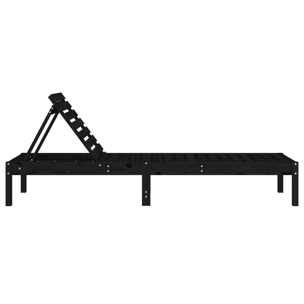 Sun Lounger | Set of 2 | Black | Solid pine wood | Standard