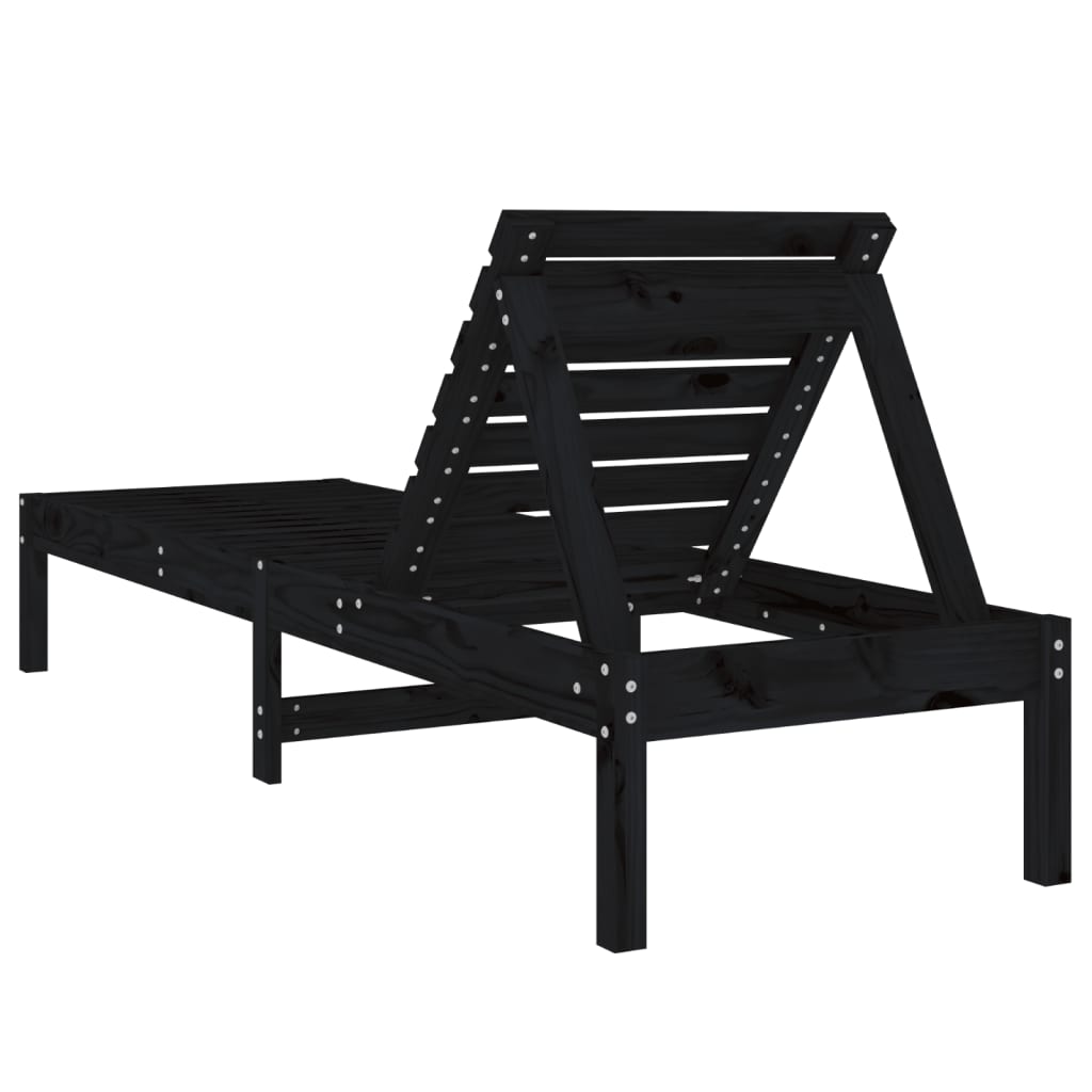 Sun Lounger | Set of 2 | Black | Solid pine wood | Standard