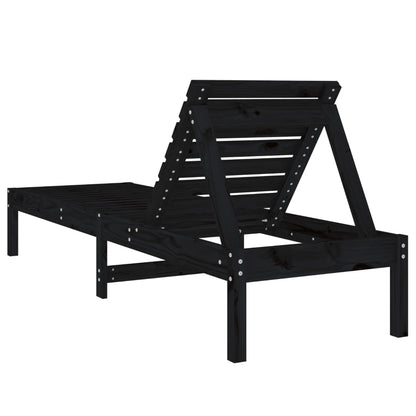 Sun Lounger | Set of 2 | Black | Solid pine wood | Standard