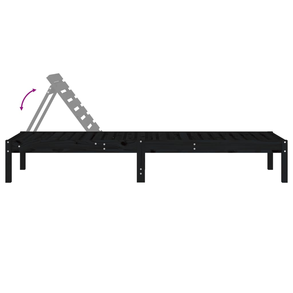 Sun Lounger | Set of 2 | Black | Solid pine wood | Standard