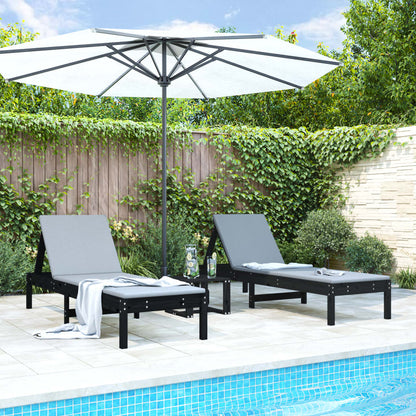Sun Lounger | Set of 2 | Black | Solid pine wood | Standard