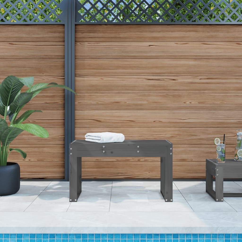 Garden Bench | Grey | Solid Pine Wood | 80 cm x 38 cm x 45 cm | Durable