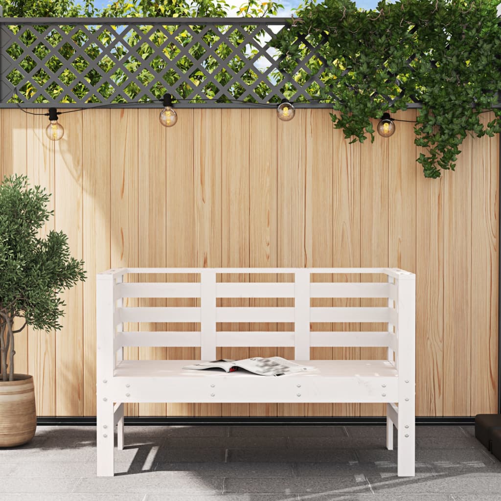 Garden Bench | White | Solid pine wood | 111.5 x 53 x 71 cm | Durable