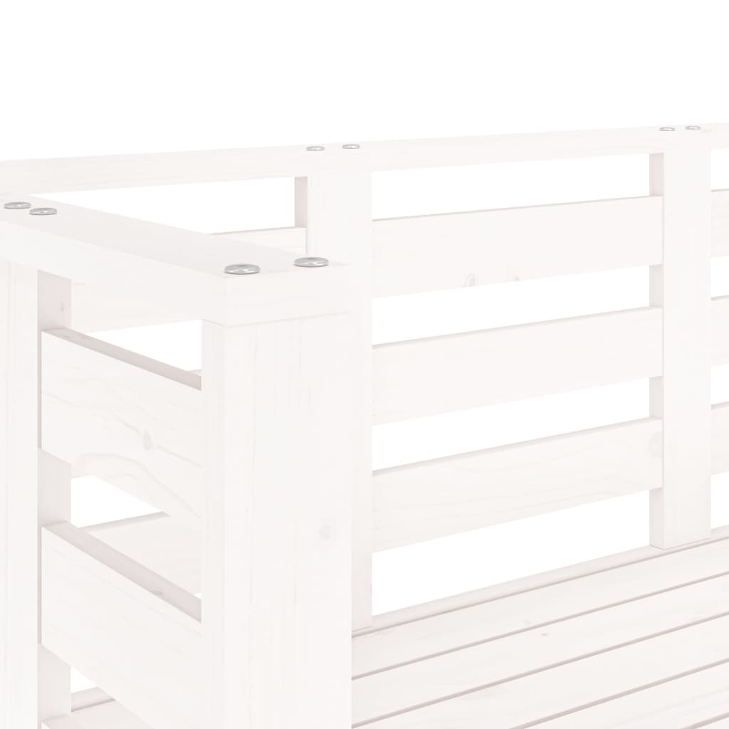 Garden Bench | White | Solid pine wood | 111.5 x 53 x 71 cm | Durable