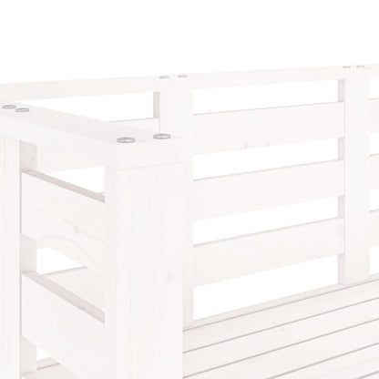 Garden Bench | White | Solid pine wood | 111.5 x 53 x 71 cm | Durable