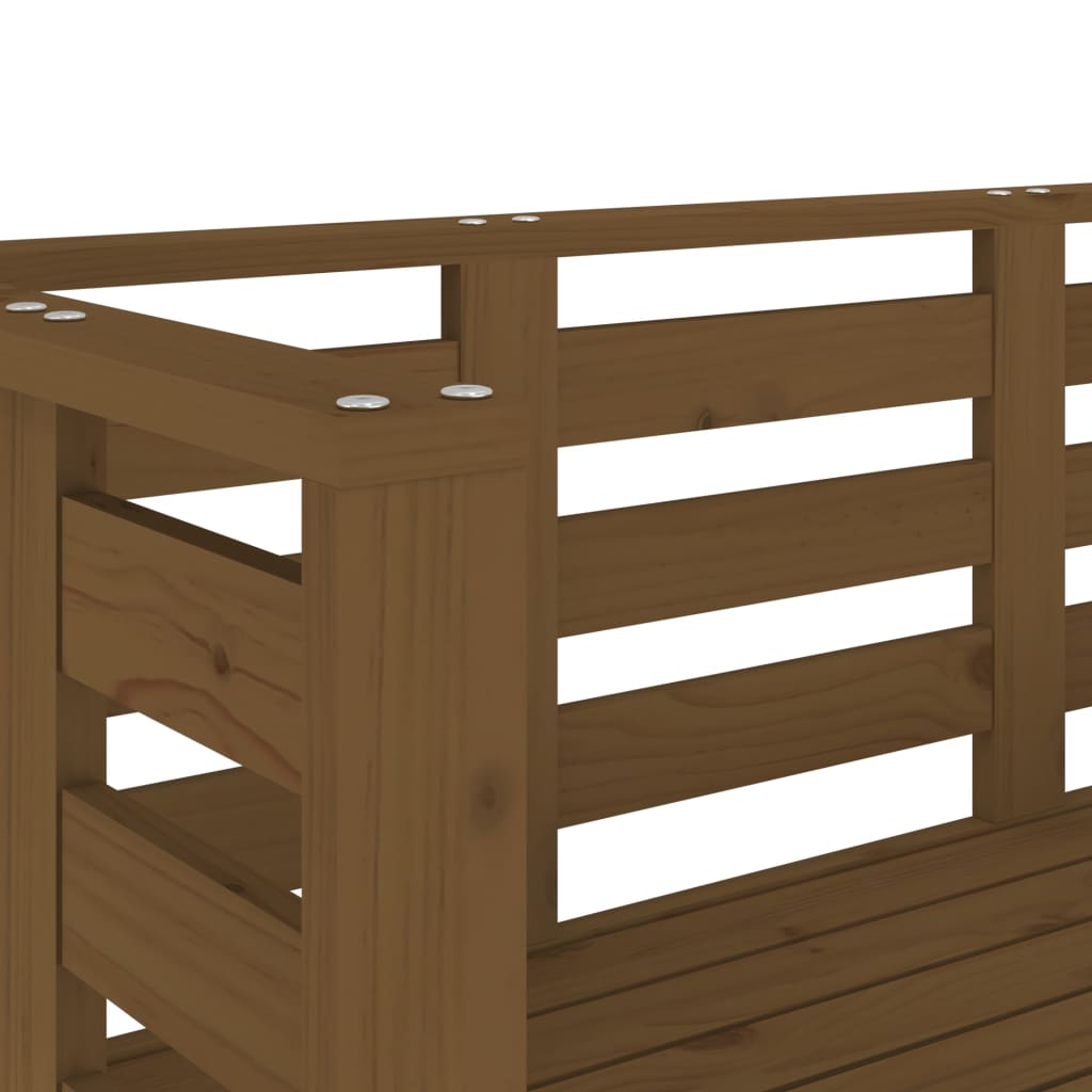 Garden Bench | Honey brown | Solid pine wood | Standard |  Tough