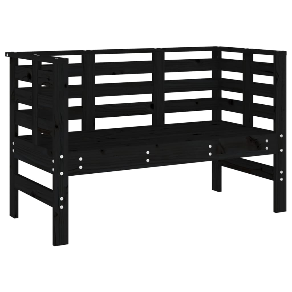 Garden Bench | Black | Solid pine wood | 111.5x53x71 cm |  Durable