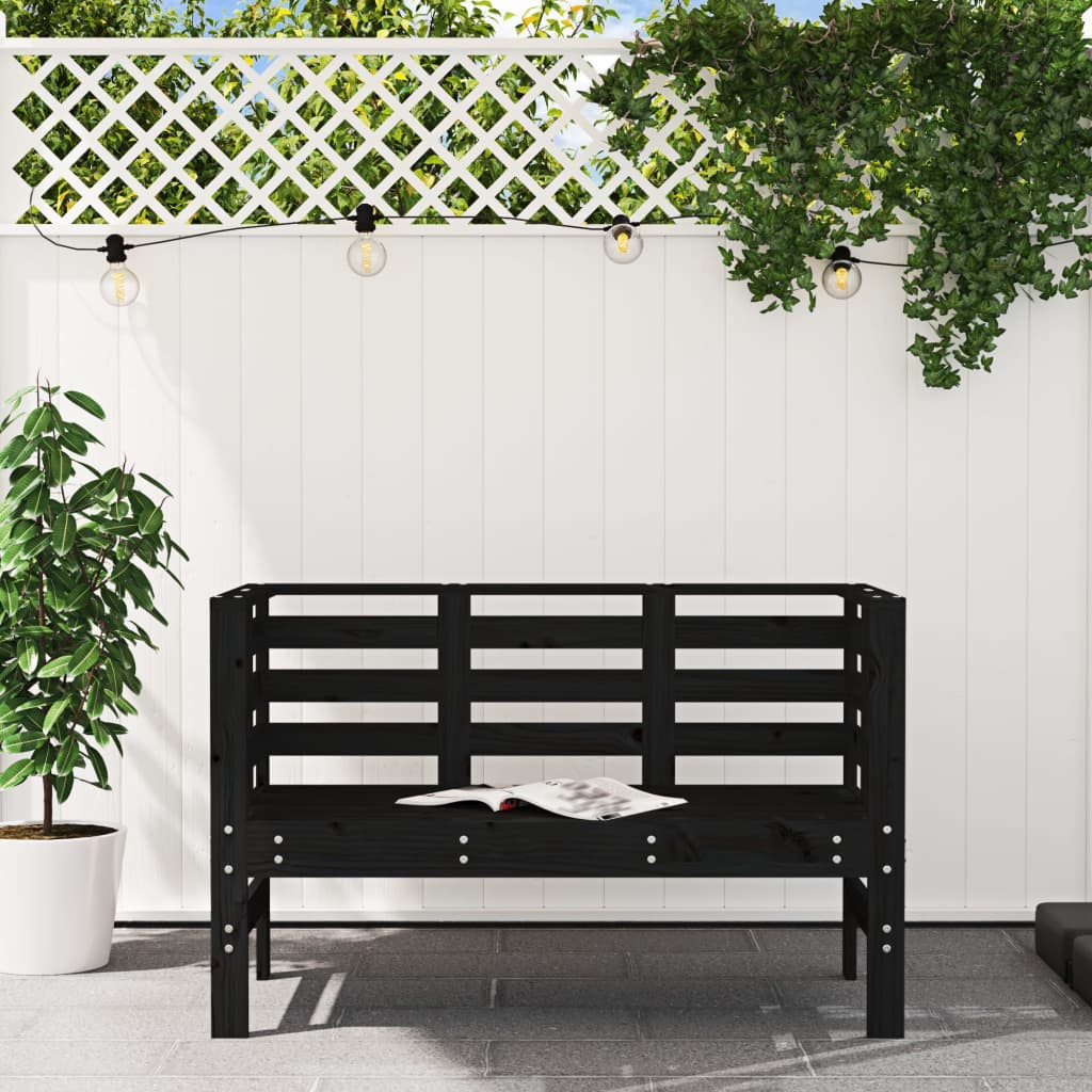 Garden Bench | Black | Solid pine wood | 111.5x53x71 cm |  Durable