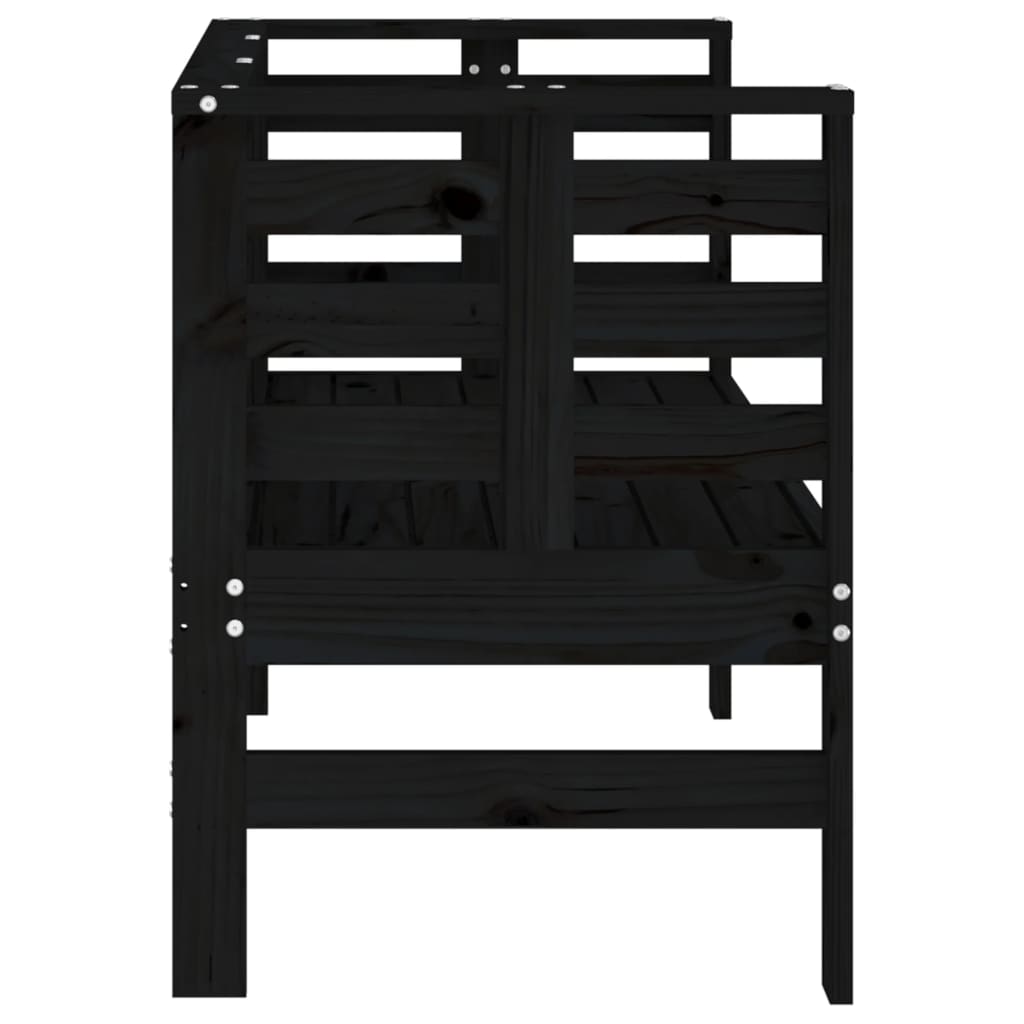 Garden Bench | Black | Solid pine wood | 111.5x53x71 cm |  Durable