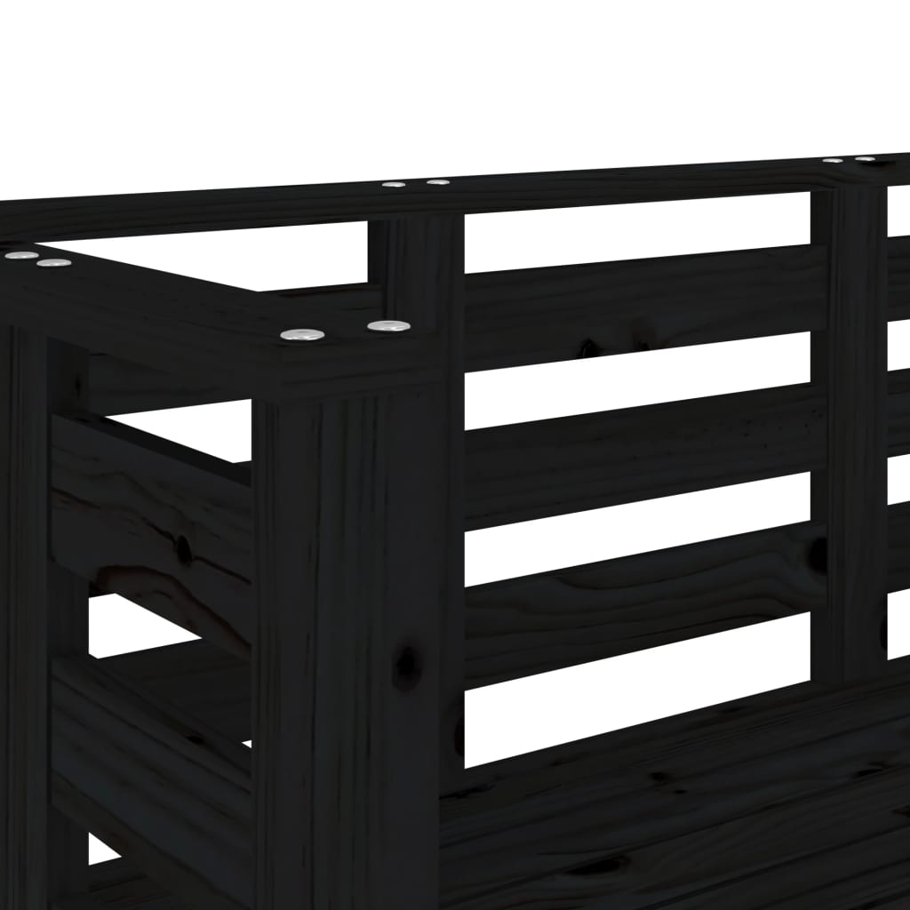 Garden Bench | Black | Solid pine wood | 111.5x53x71 cm |  Durable
