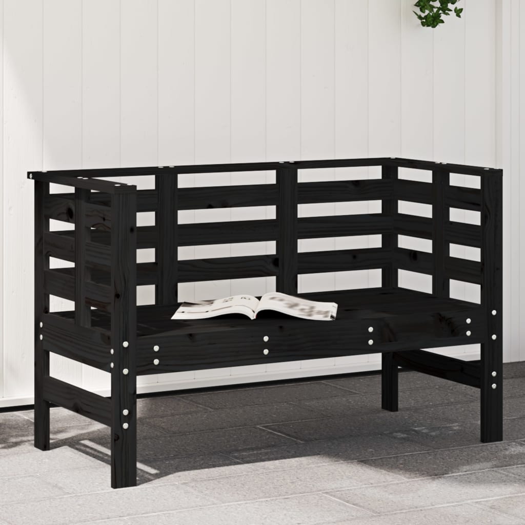 Garden Bench | Black | Solid pine wood | 111.5x53x71 cm |  Durable