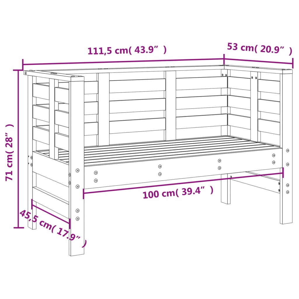Garden Bench | Natural Wood | Solid Douglas wood | 2-seater | Durable